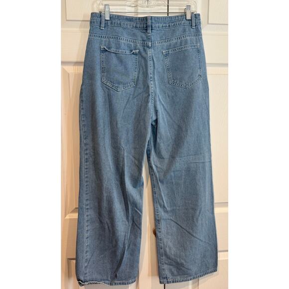 Light Wash Wide-Leg Cargo Jeans - 90s Y2K Aesthetic- Med - Picture 7 of 8